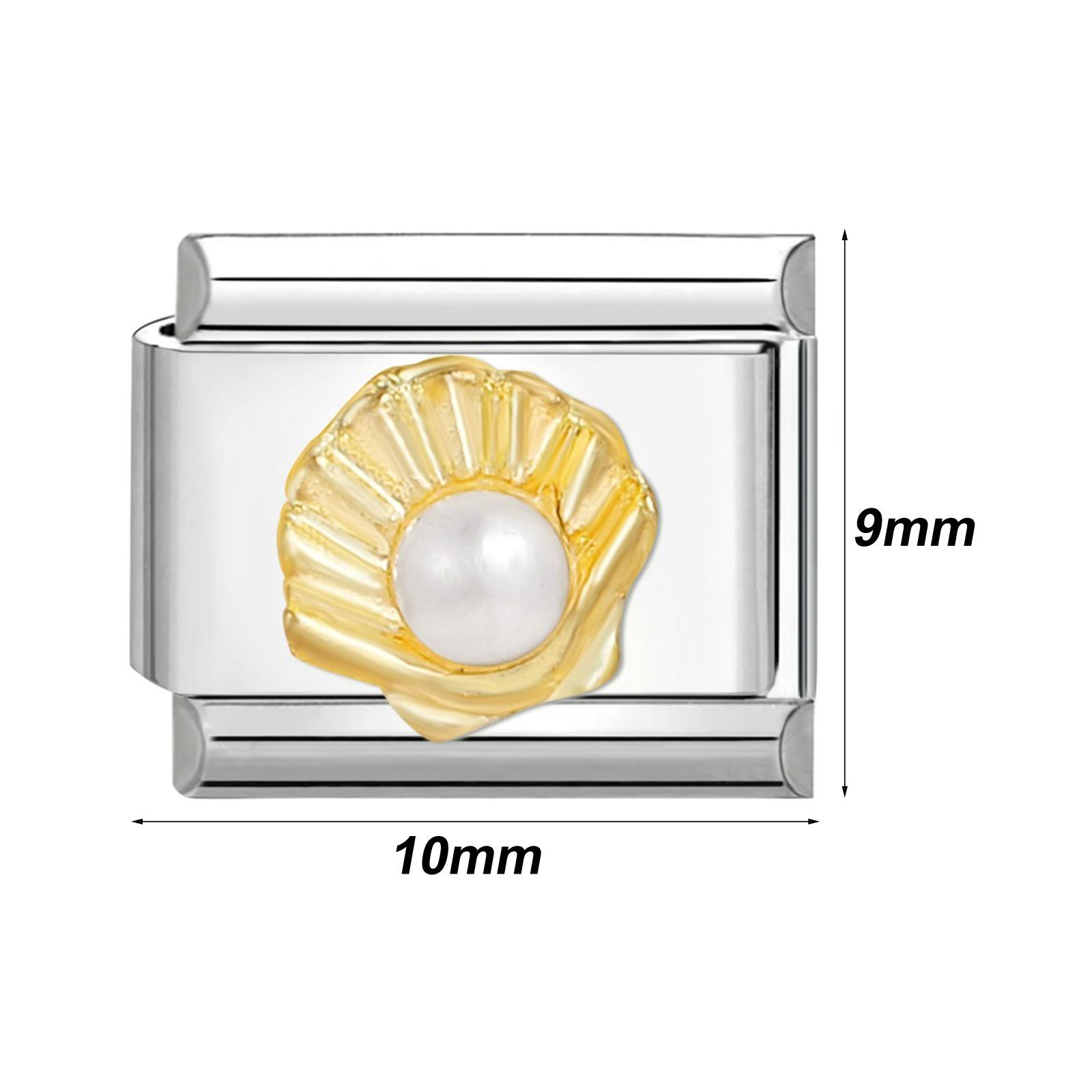 Picture of 304 Stainless Steel Italian Charm Links For DIY Bracelet Jewelry Making Silver Tone Rectangle Eye 10mm x 9mm