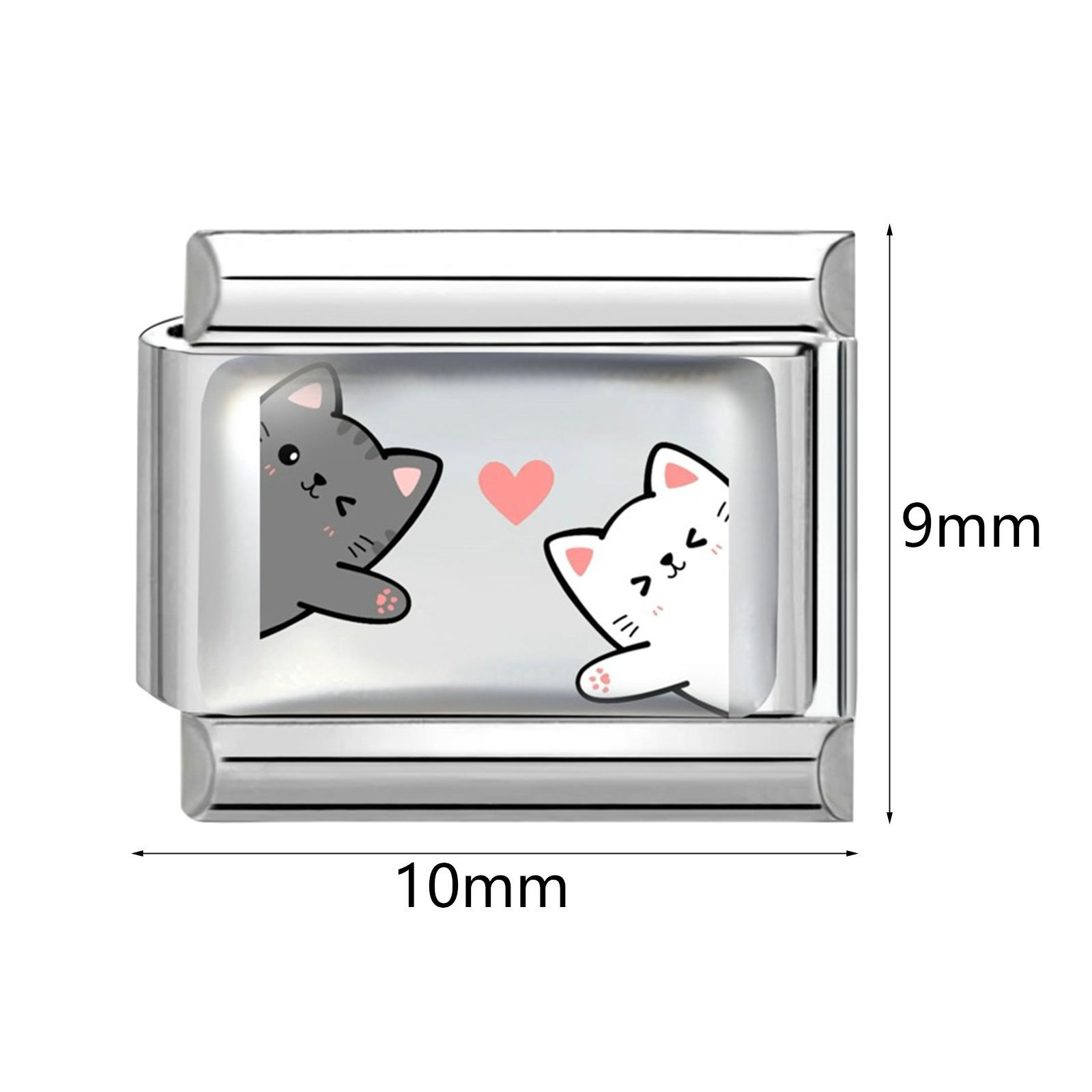 Picture of 304 Stainless Steel Pet Memorial Italian Charm Links For DIY Bracelet Jewelry Making Silver Tone Rectangle 10mm x 9mm