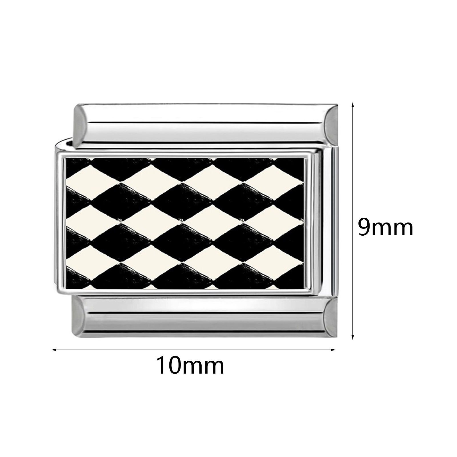 Picture of 1 Piece 304 Stainless Steel Italian Charm Links For DIY Bracelet Jewelry Making Wholesale Silver Tone Rectangle Eye 10mm x 9mm