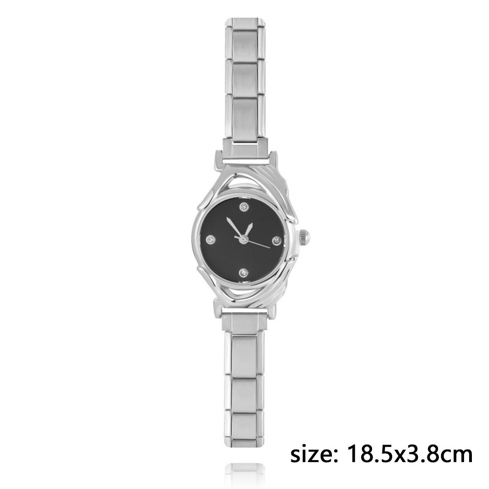 Picture of Wholesale 304 Stainless Steel Italian Charm Links Modular Wrist Watch, Silver Tone Eco-friendly, Women's Casual Stylish Gift Jewelry Supply, 18.5cm(7 2/8") long, 1 Piece