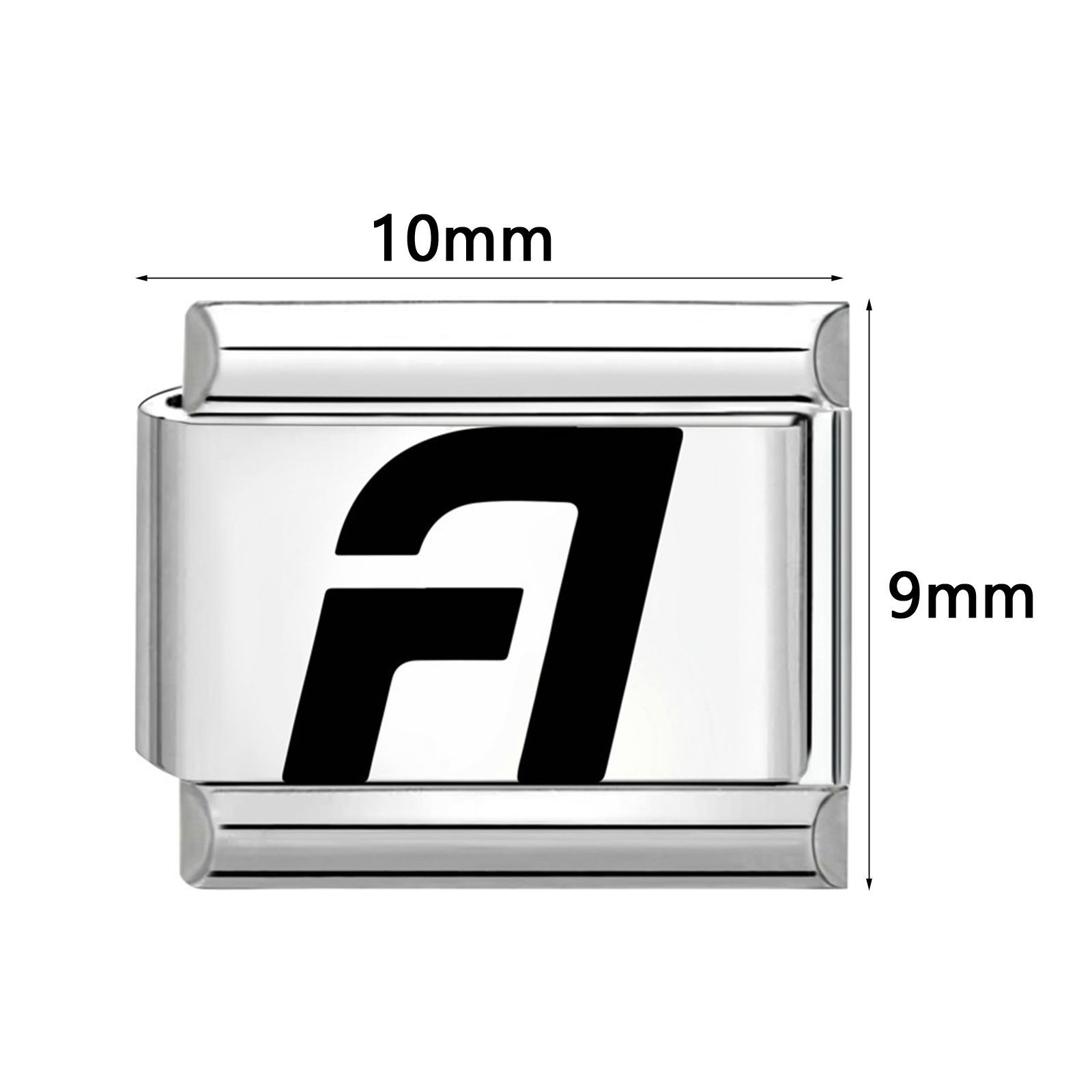 Picture of 1 Piece 304 Stainless Steel Italian Charm Links For DIY Modular Bracelet Watch Jewelry Making, Capital Alphabet Initial Letter Message " A-Z " Black Silver Tone - Wholesale, 10mm x 9mm