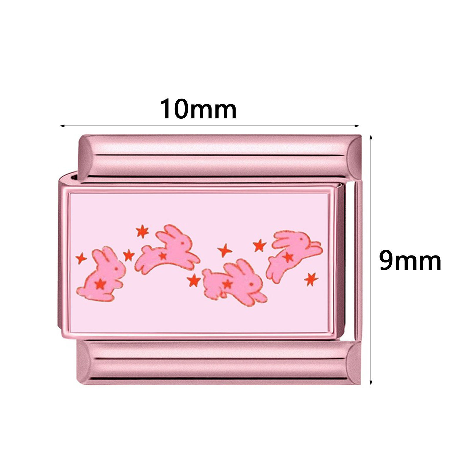 Image de 1 Pièce Maillons de Charme Italiens pour la Fabrication de Bijoux de Montres-Bracelets Modulables à Faire Soi-Même En Gros en 304 Acier Inoxydable en Rose 10mm x 9mm