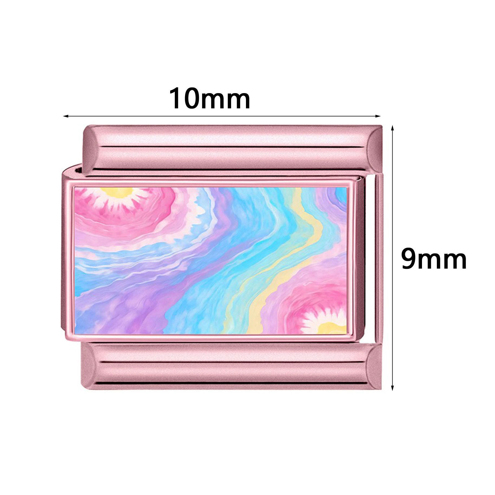 1 個 304ステンレス鋼 イタリアンチャームリンク DIY モジュラーブレスレット・時計用, ピンク - 卸売り, 10mm x 9mm の画像
