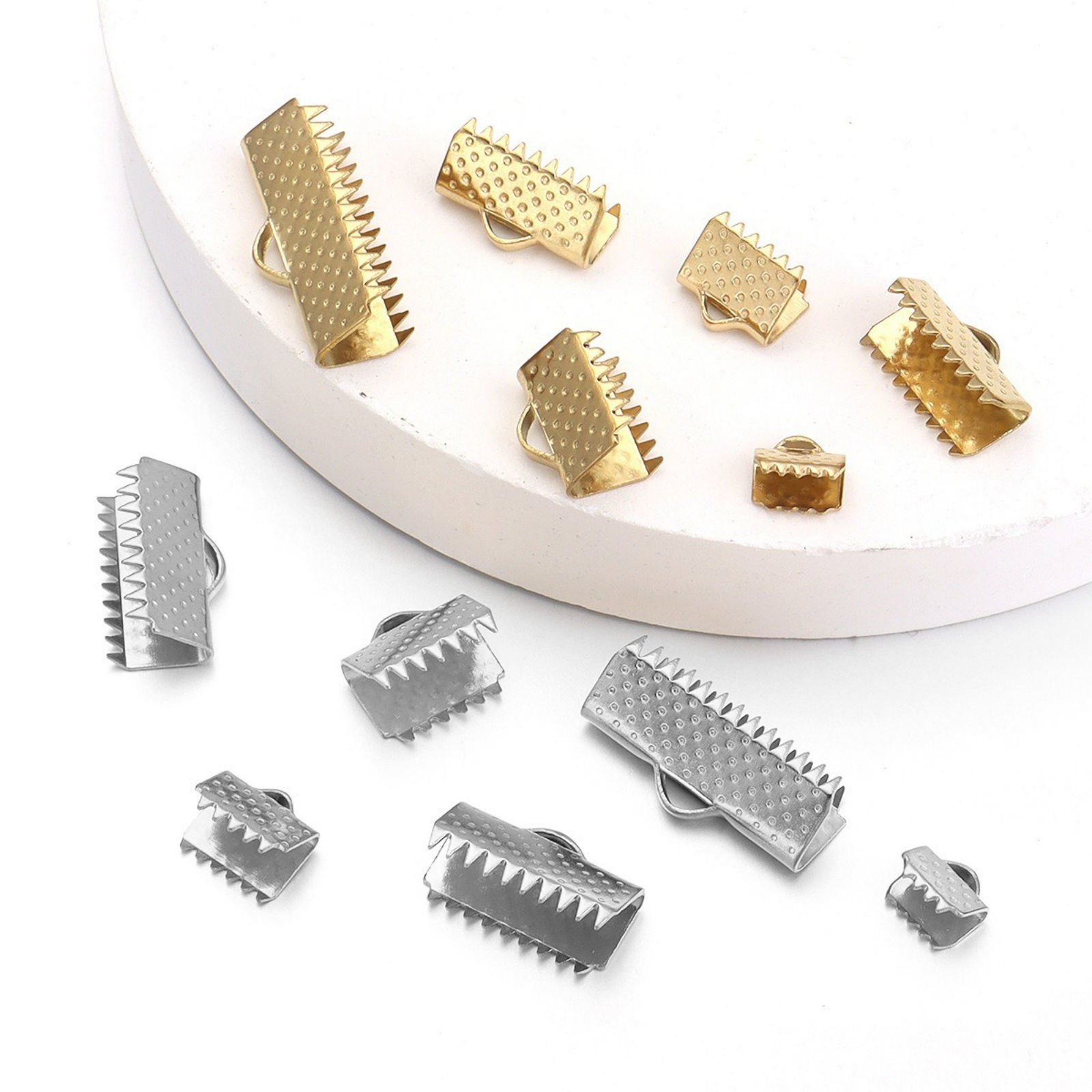 Picture of 20 PCs Eco-friendly Brass Ribbon Crimp End Wholesale Real Gold Plated