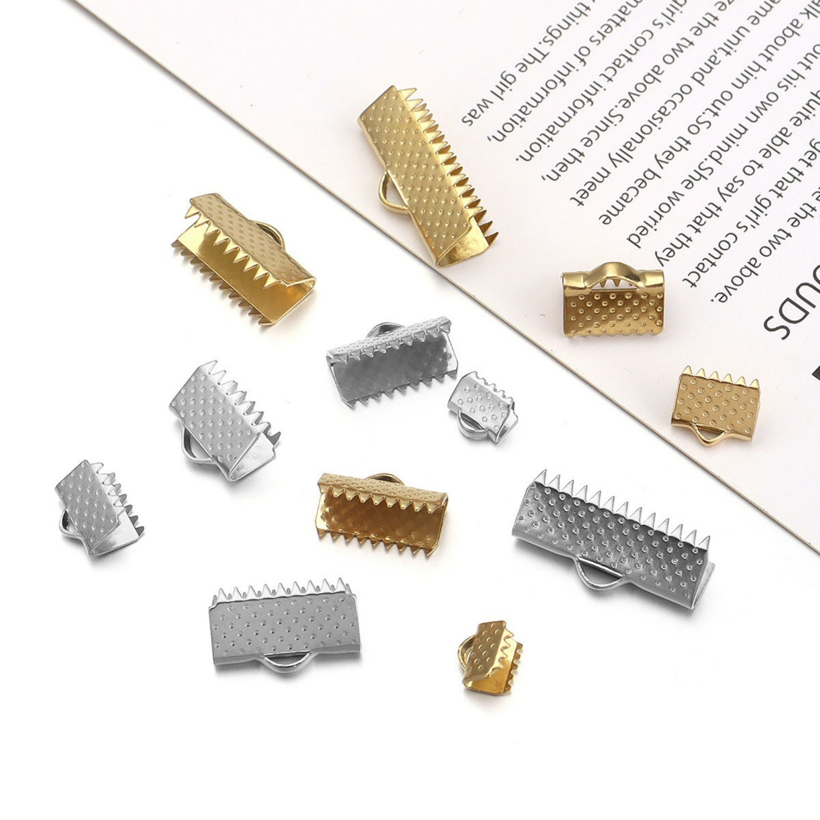 Picture of 20 PCs Eco-friendly Brass Ribbon Crimp End Wholesale Real Gold Plated