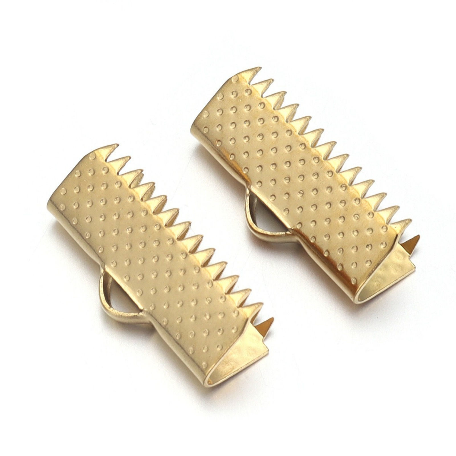 Picture of 20 PCs Eco-friendly Brass Ribbon Crimp End Wholesale Real Gold Plated
