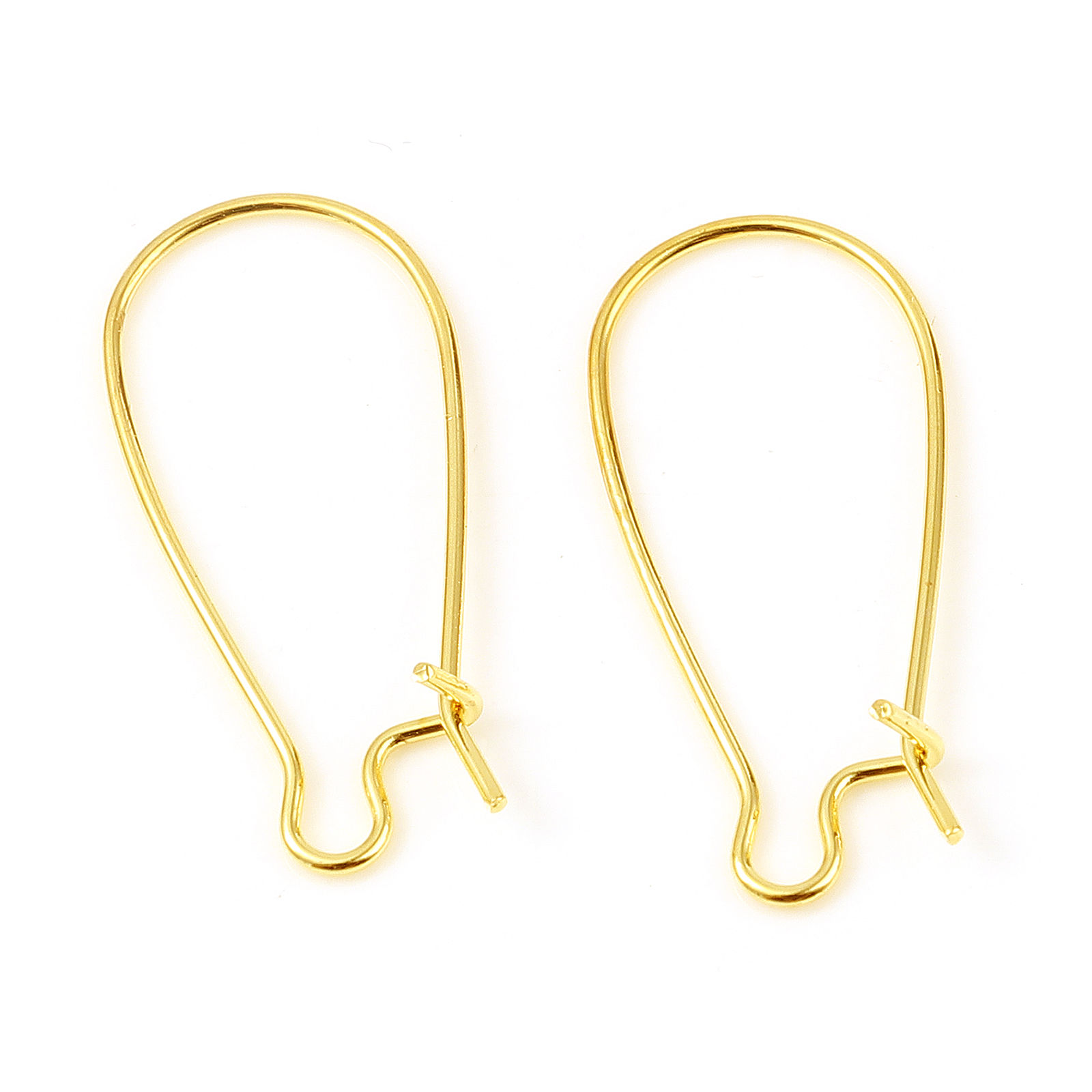 Picture of 10 PCs Brass Hoop Earrings 18K Real Gold Plated U Shaped With Loop 25mm x 11mm, Post/ Wire Size: 0.7mm(21 gauge)