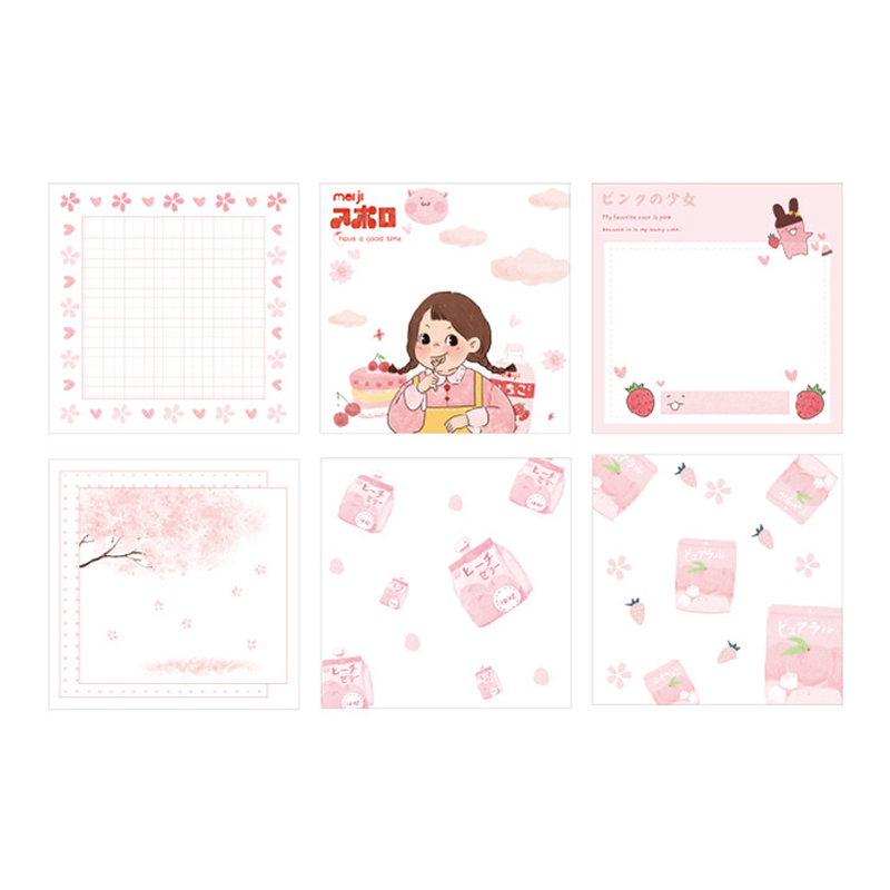 Picture of Peach yogurt sulfuric acid paper note decoration collage material 24 sheets/set