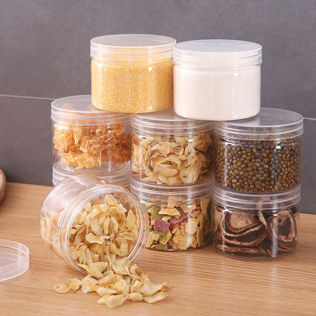 Picture of Transparent round transparent jar mouth sealed storage tank，5 Pcs