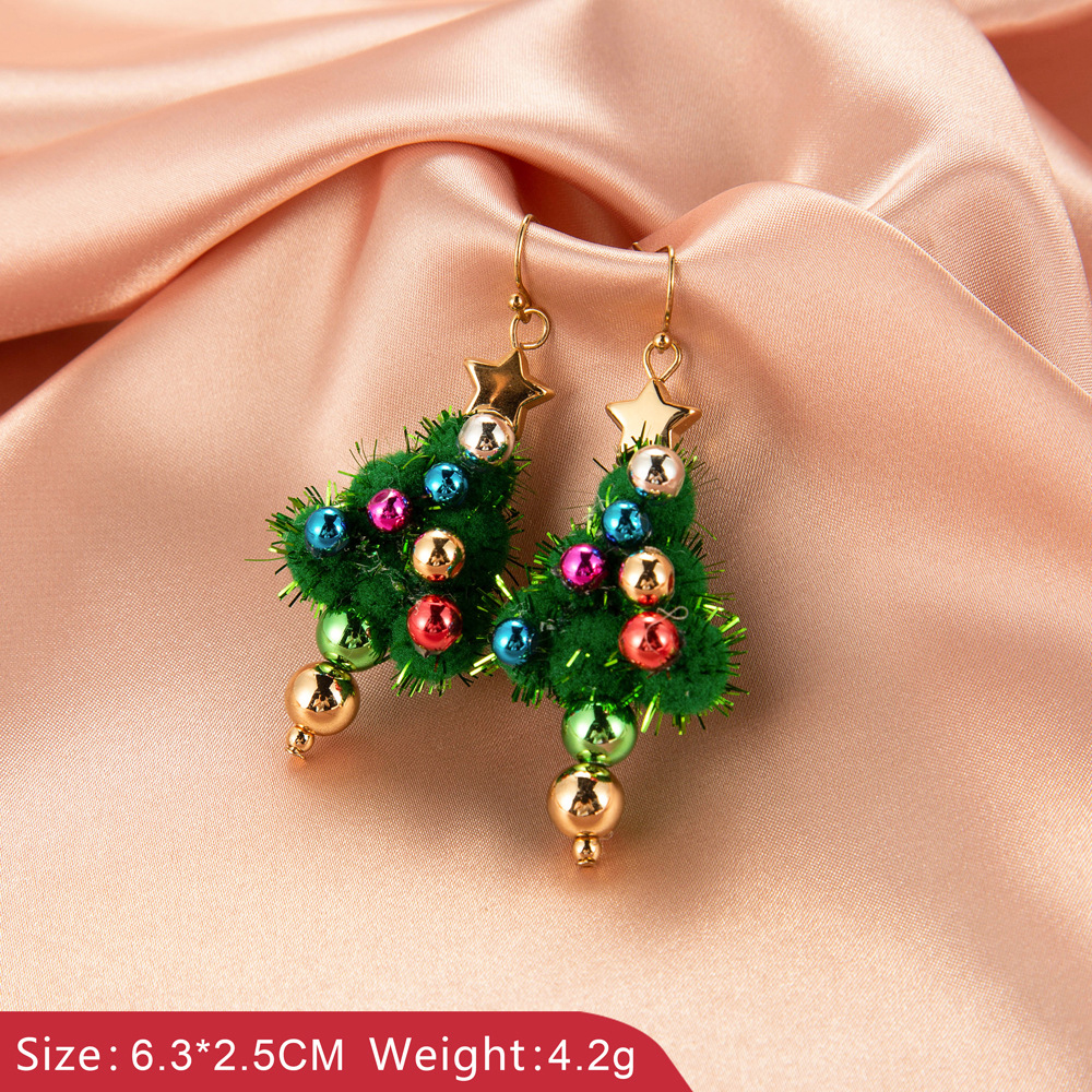 Imagen de Earrings Gold Plated Multicolor Christmas Tree 1 Pair