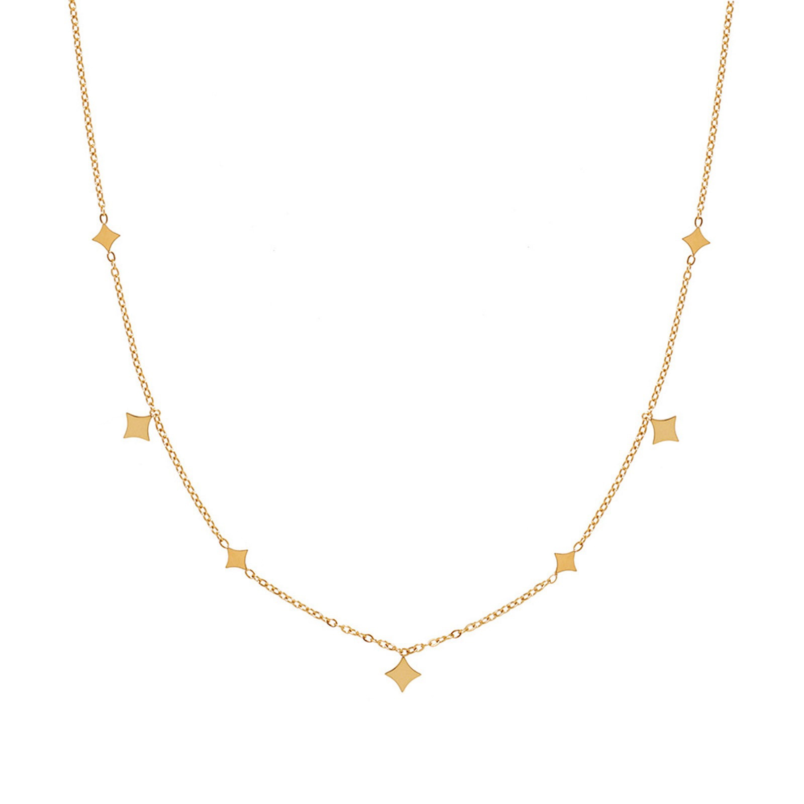 Picture of 1 Piece Eco-friendly Vacuum Plating Stylish Retro 18K Real Gold Plated 304 Stainless Steel Link Cable Chain Tassel Star Pendant Necklace For Women Party 41cm(16 1/8") long