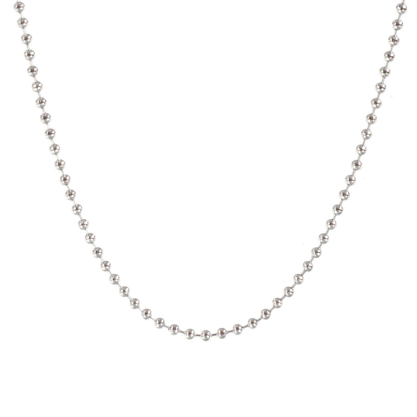 Picture of Wholesale Ball Chain Necklace, Silver Tone 304 Stainless Steel, Unisex Eco-friendly Exquisite Minimalist Gift Jewelry For Retailer, 45cm(17.7") + 5cm(2") long, Chain Size: 2mm, 1 Piece