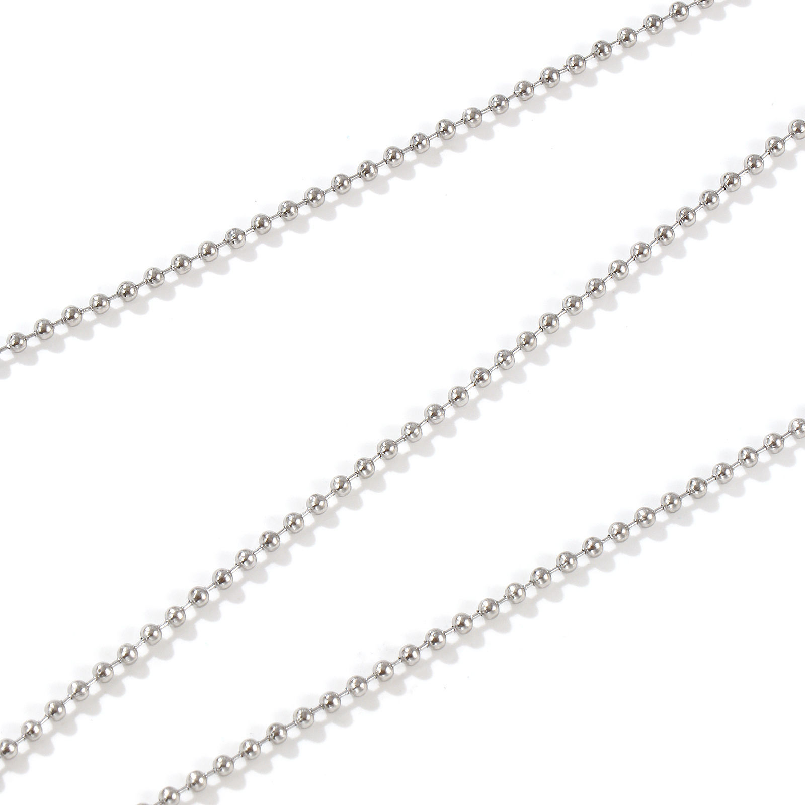Picture of Wholesale Ball Chain Necklace, Silver Tone 304 Stainless Steel, Unisex Eco-friendly Exquisite Minimalist Gift Jewelry For Retailer, 45cm(17.7") + 5cm(2") long, Chain Size: 2mm, 1 Piece