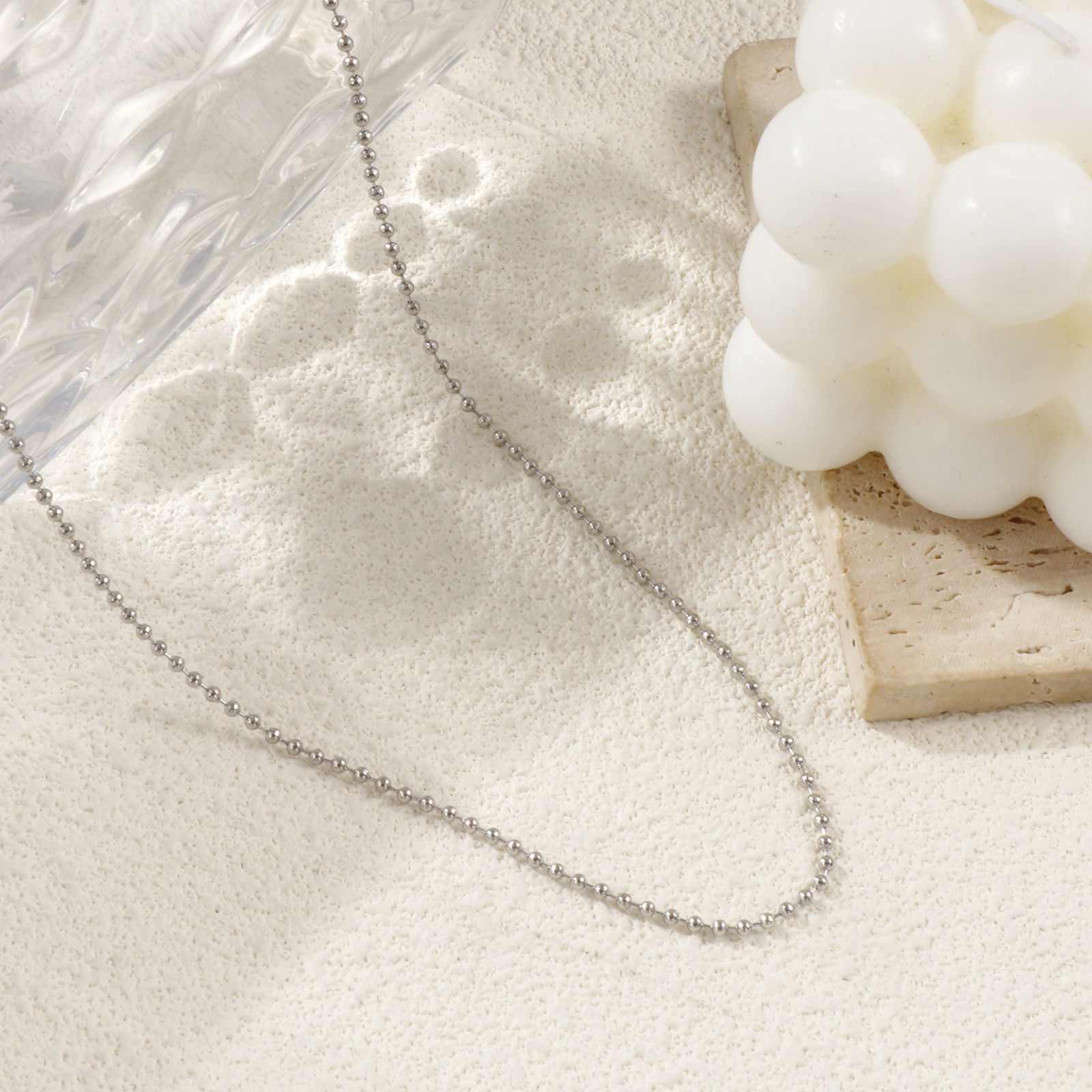 Picture of Wholesale Ball Chain Necklace, Silver Tone 304 Stainless Steel, Unisex Eco-friendly Exquisite Minimalist Gift Jewelry For Retailer, 45cm(17.7") + 5cm(2") long, Chain Size: 2mm, 1 Piece
