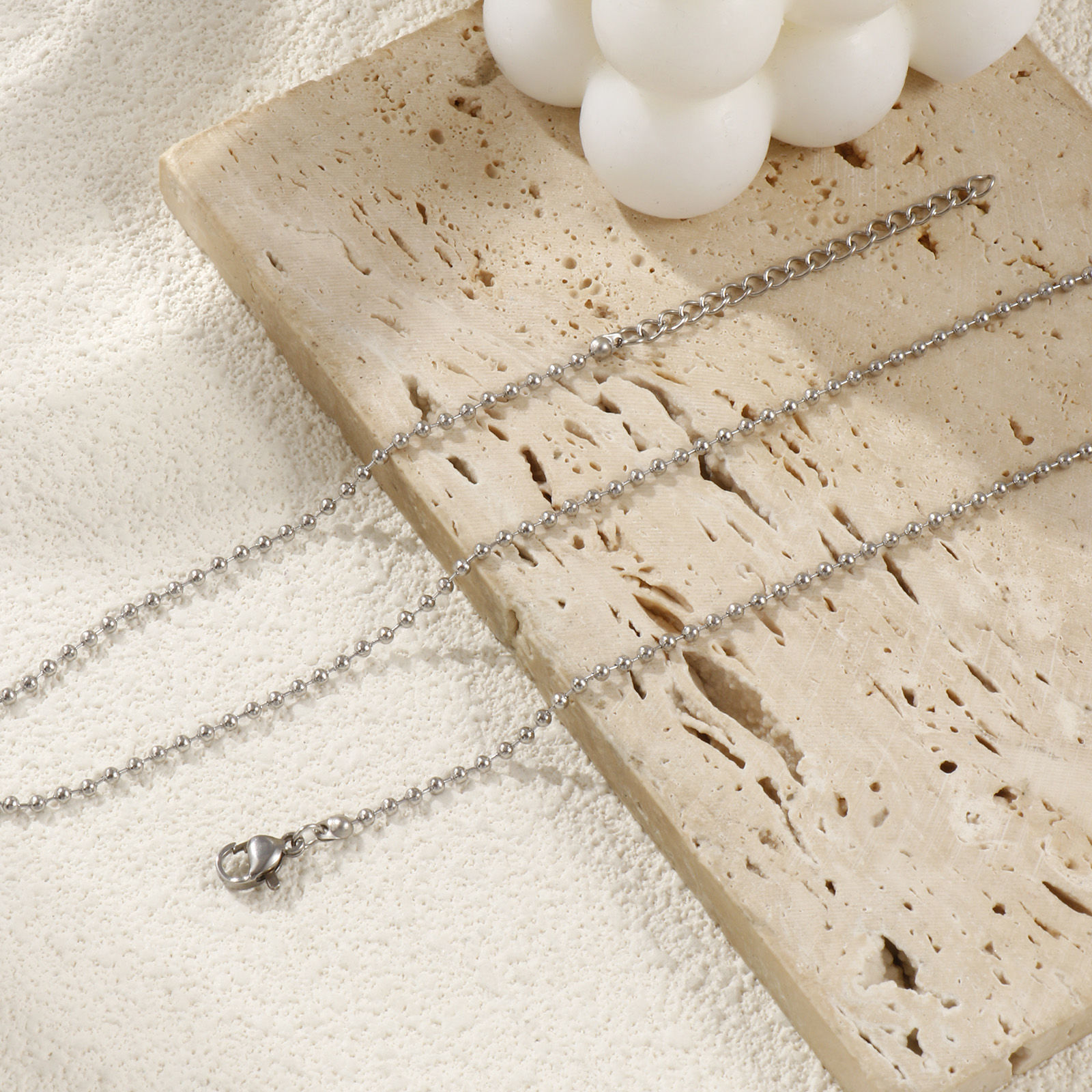 Picture of Wholesale Ball Chain Necklace, Silver Tone 304 Stainless Steel, Unisex Eco-friendly Exquisite Minimalist Gift Jewelry For Retailer, 45cm(17.7") + 5cm(2") long, Chain Size: 2mm, 1 Piece