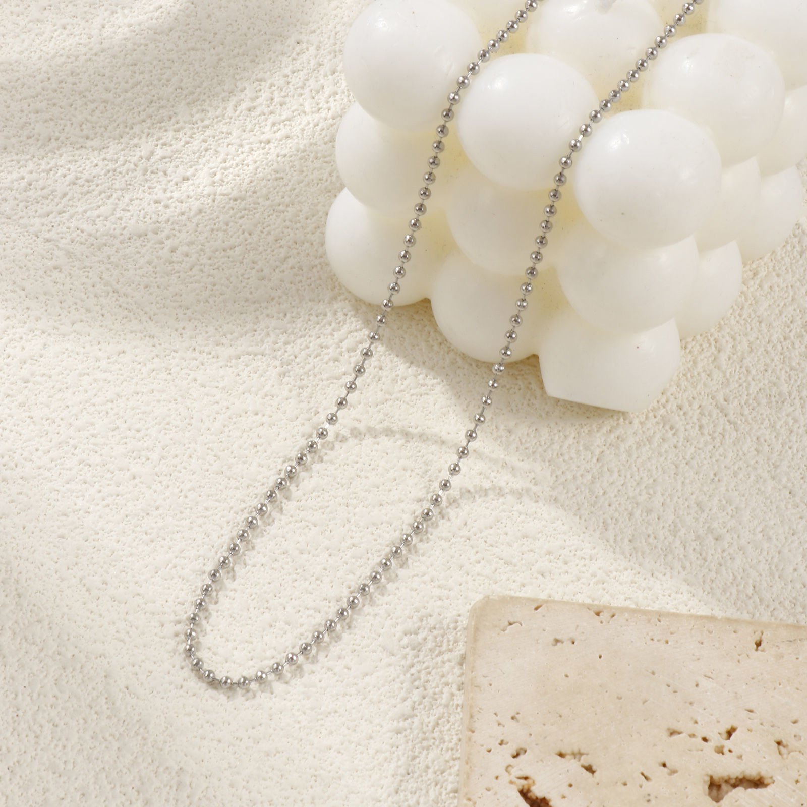 Picture of Wholesale Ball Chain Necklace, Silver Tone 304 Stainless Steel, Unisex Eco-friendly Exquisite Minimalist Gift Jewelry For Retailer, 45cm(17.7") + 5cm(2") long, Chain Size: 2mm, 1 Piece