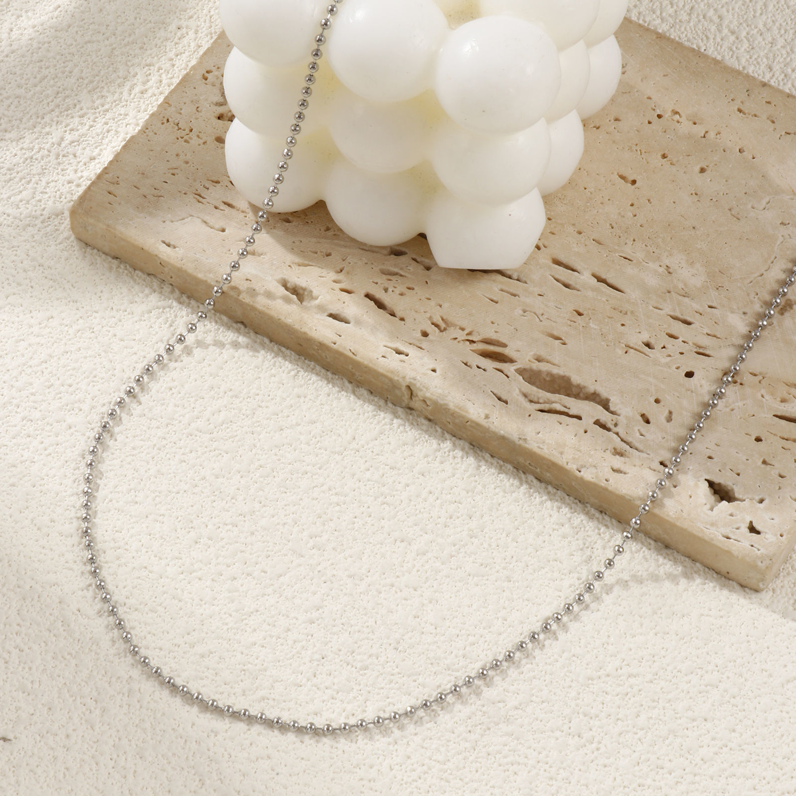 Picture of Wholesale Ball Chain Necklace, Silver Tone 304 Stainless Steel, Unisex Eco-friendly Exquisite Minimalist Gift Jewelry For Retailer, 45cm(17.7") + 5cm(2") long, Chain Size: 2mm, 1 Piece