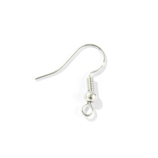 亜鉛合金 イヤリングフック 曲げ シルバートーン 19mm x 18mm、 ワイヤーサイズ:（20ゲージ）、200 PCs の画像