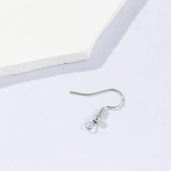亜鉛合金 イヤリングフック 曲げ シルバートーン 19mm x 18mm、 ワイヤーサイズ:（20ゲージ）、200 PCs の画像