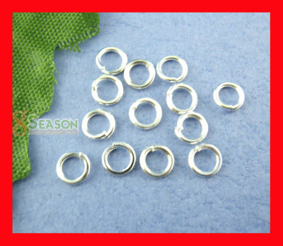 15000 個 4mm 直径、 0.7mm（21号） 合金 丸カン 丸カン 銀メッキ 円形 の画像