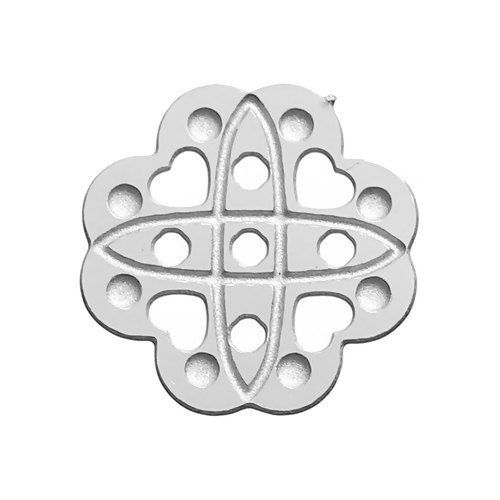 304ステンレス鋼 装飾パーツ 花 シルバートーン ケルトノット 透かし 11mm x 11mm、 20 個 の画像