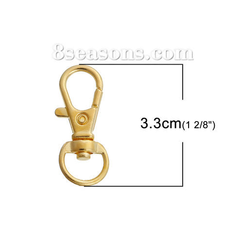Image de Porte-Clés en Alliage de Zinc Doré 33mm x 13mm, 10 Pcs