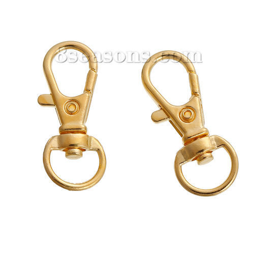 Image de Porte-Clés en Alliage de Zinc Doré 33mm x 13mm, 10 Pcs