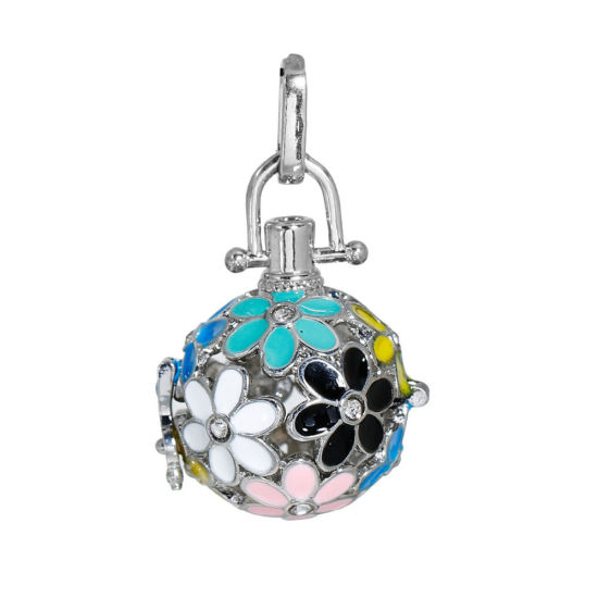 Picture of Copper Mexican Angel Caller Bola Harmony Ball Wish Box Pendants Round Wing Craved Hollow Can Open  
