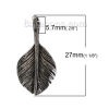 Picture of Brass Charms Feather Antique Silver Color 27mm(1 1/8") x 13mm( 4/8"), 2 PCs