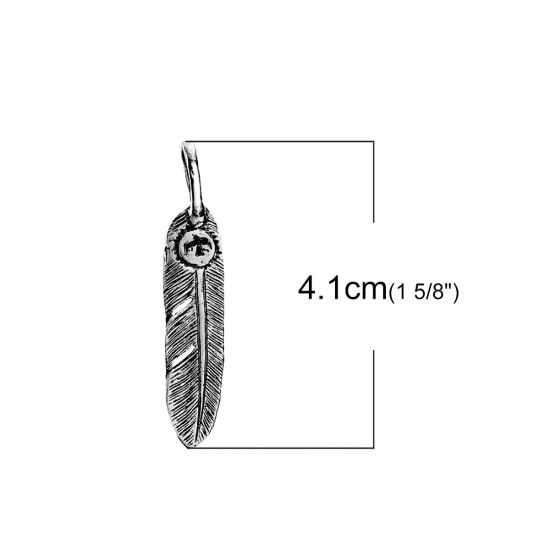 真鍮 ペンダント 羽 銀古美 イーグル 41mmx 8mm、 2 個 の画像