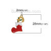 Picture of Zinc Based Alloy Charms Christmas Stocking Gold Plated White & Red (Can Hold ss7 Pointed Back Rhinestone) Enamel 28mm(1 1/8") x 25mm(1"), 3 PCs