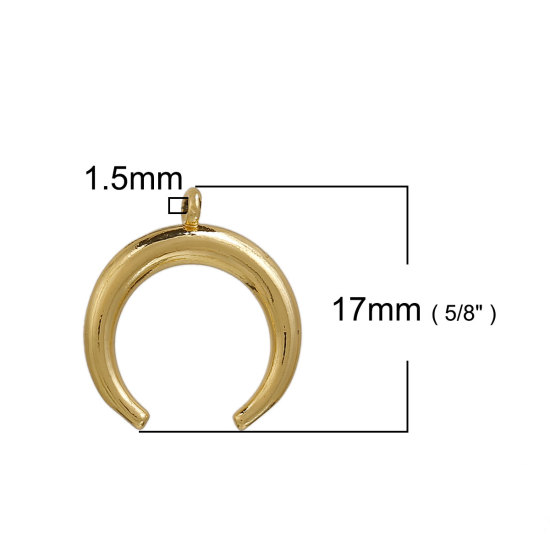 真鍮 ボヘミアン チャーム 三日月 金メッキ 17mmx 15mm、 2 個 の画像