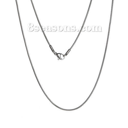 Image de Colliers En Gros Argent Mat en 304 Acier Inoxydable, Chaîne Maille Serpent, Unisexe Minimaliste Cadeau Bijoux pour Détaillants 41cm long, Taille de la Chaîne: 1.2mm, 1 Pièce