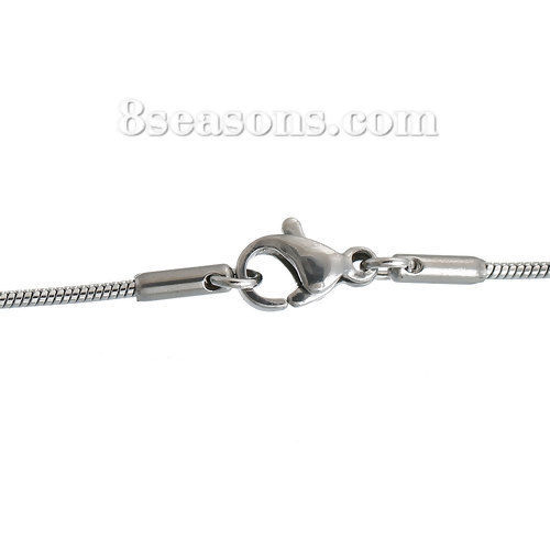 Image de Colliers En Gros Argent Mat en 304 Acier Inoxydable, Chaîne Maille Serpent, Unisexe Minimaliste Cadeau Bijoux pour Détaillants 41cm long, Taille de la Chaîne: 1.2mm, 1 Pièce