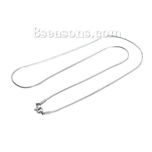 Image de Colliers En Gros Argent Mat en 304 Acier Inoxydable, Chaîne Maille Serpent, Unisexe Minimaliste Cadeau Bijoux pour Détaillants 41cm long, Taille de la Chaîne: 1.2mm, 1 Pièce