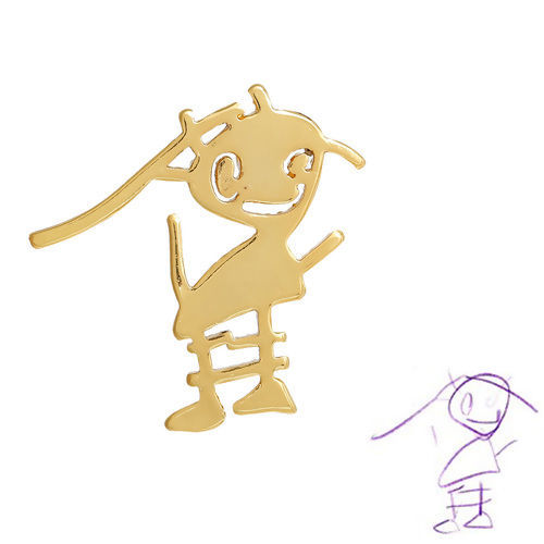 真鍮 DIY 落書き デザイン チャーム 金メッキ 女の子 26mmx 24mm、 1 個 の画像