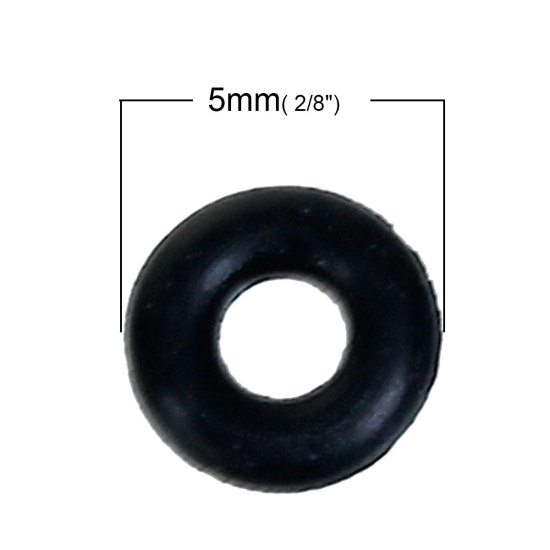 Image de Bouchon en Caoutchouc Anneaux pour Bracelet Européen Rond Noir 5mm Dia., Taille de Trou: 2.5mm , 300 Pcs