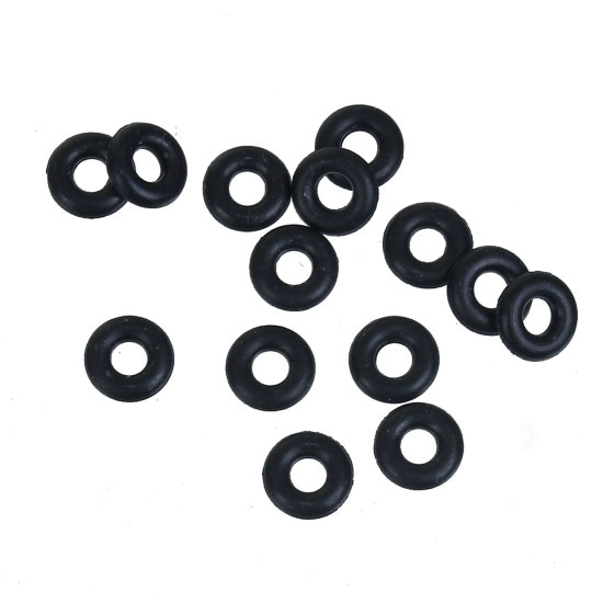 Image de Bouchon en Caoutchouc Anneaux pour Bracelet Européen Rond Noir 5mm Dia., Taille de Trou: 2.5mm , 300 Pcs