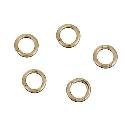 100 個 4mm 直径、 0.7mm（21号） 亜鉛合金 丸カン 丸カン 14Kリアルゴールドメッキ 円形 の画像