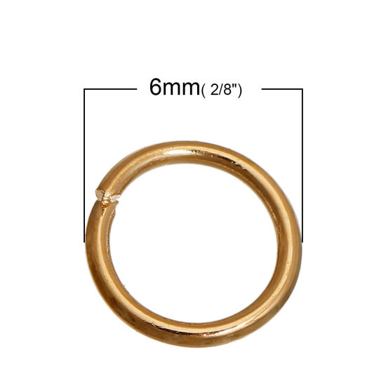 100 個 4mm 直径、 0.7mm（21号） 亜鉛合金 丸カン 丸カン 14Kリアルゴールドメッキ 円形 の画像