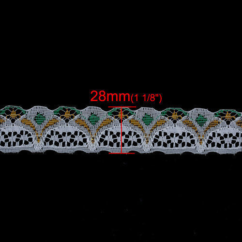 テリレン レース 緑 透かし 28mm、 10 ヤード の画像