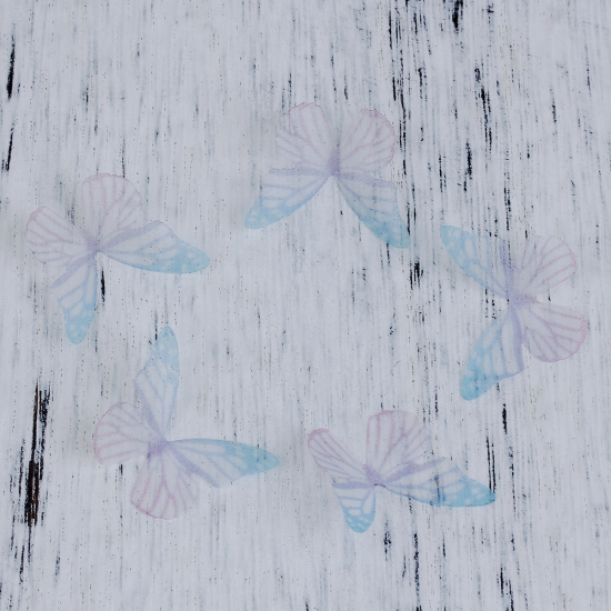 Image de Papillon Éthéré en Organza Bleu 30mm x 20mm, 5 Pcs