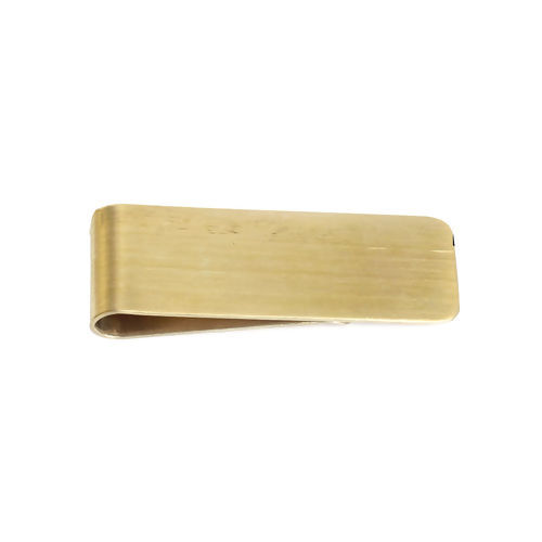 真鍮 マネークリップ 長方形 金メッキ 55mm x 20mm、 1 個 の画像