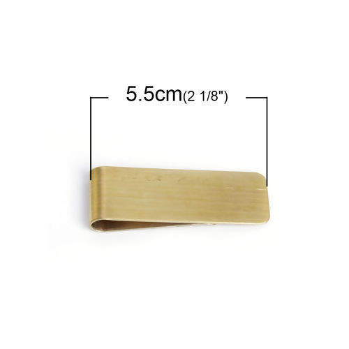 真鍮 マネークリップ 長方形 金メッキ 55mm x 20mm、 1 個 の画像