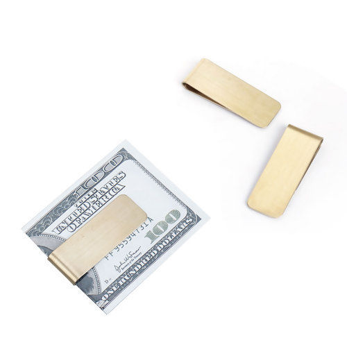 真鍮 マネークリップ 長方形 金メッキ 55mm x 20mm、 1 個 の画像