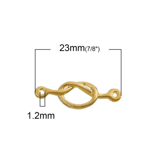 Image de Connecteurs en Alliage de Zinc Nœud D'Amour Doré Creux 23mm x 8mm, 10 Pcs