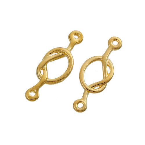Image de Connecteurs en Alliage de Zinc Nœud D'Amour Doré Creux 23mm x 8mm, 10 Pcs