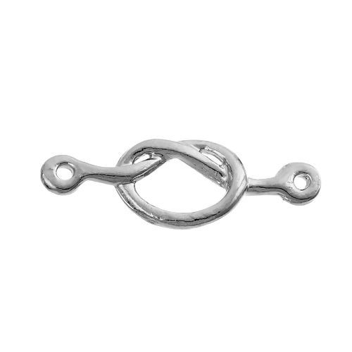 Image de Connecteurs en Alliage de Zinc Nœud D'Amour Argent Mat Creux 23mm x 8mm, 10 Pcs