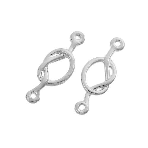 Image de Connecteurs en Alliage de Zinc Nœud D'Amour Argent Mat Creux 23mm x 8mm, 10 Pcs