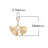 Picture of Brass Charms Gingko Leaf Gold Plated White Acrylic Imitation Pearl 23mm( 7/8") x 21mm( 7/8"), 10 PCs